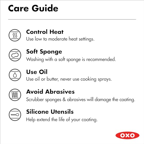 OXO Agility Series 8" Frying Pan Skillet, Ceramic Nonstick Cookware PFAS-Free, Induction Suitable, Quick Even Heating, Stainless Steel Handle, Chip-Free Rims, Dishwasher and Oven Safe, Black