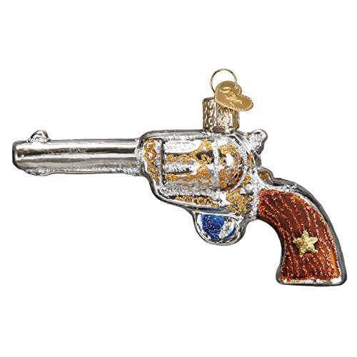 Old World Christmas Western Revolver Glass Blown Ornament - Handcrafted Western Collection