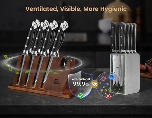 8-Piece Steak Knife Set with Block & Built-in Sharpener - CoquusAid
