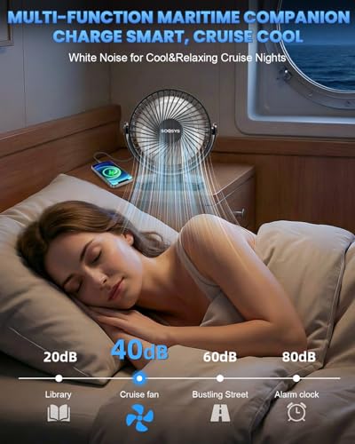 Rechargeable Magnetic Travel Fan with 3 Speeds & LED Light - Portable Camping and Cruise Fan