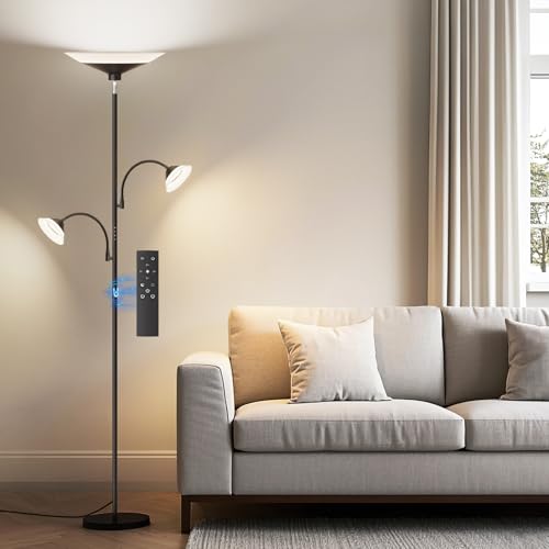 SIBRILLE 42W 3-Light Torchiere Floor Lamp, LED Tree Standing Lamp