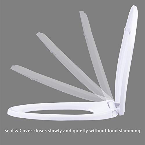 Elongated Toilet Seat - Soft Close, No Slam, One-Click Quick Release, 18.5 Inch