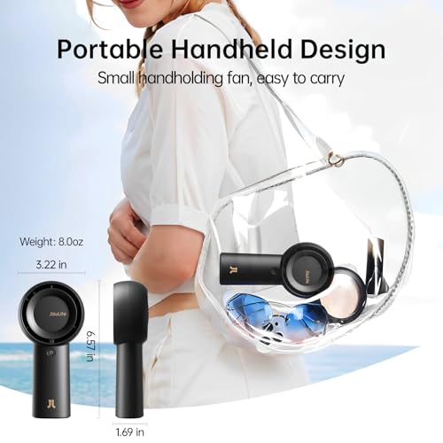 JISULIFE Portable Handheld Turbo Fan 6000mAh Rechargeable 5-Speed Black