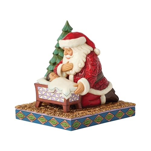 Santa Kneeling by Baby Jesus Figurine - Jim Shore Heartwood Creek, 5.7"