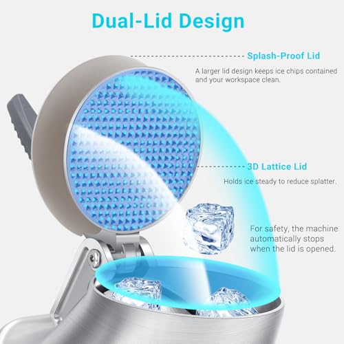 Hurmovae Dual Blade Electric Ice Shaver Machine - Silver, 178 lbs/hr