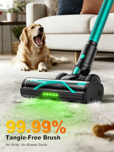 Cordless Vacuum Cleaner 58KPa/10-in-1 Stick Vacuum with LED Light, 55 Min Runtime, Army Green