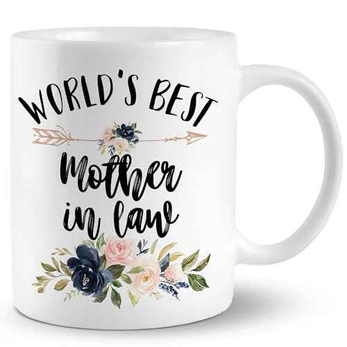 Mother in Law Mug, Mother in Law Coffee Cups Ceramic, World's Best Mother in Law Coffee Mug, Gifts for Mother in Law Christmas, Mother in Law Coffee Mug Gifts from Daughter in Law