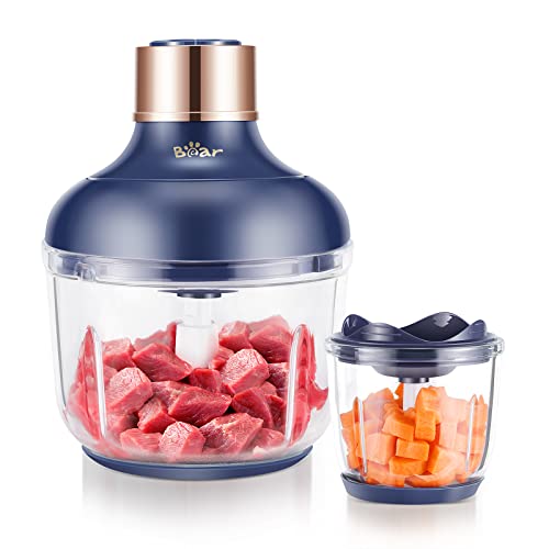 Electric Food Processor with 2 Glass Bowls, 400W Chopper for Meat & Vegetables
