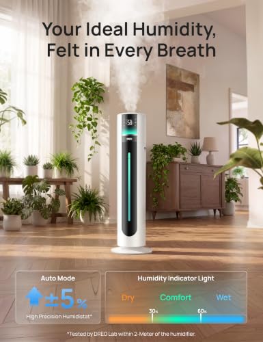 DREO White 11L Smart Humidifier for Large Rooms 700 sq.ft., Quiet 100H Runtime
