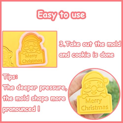 Lutoku 8 Piece Mini Christmas Cookie Cutters & Stamp Set - Xmas Theme (Christmas-3)