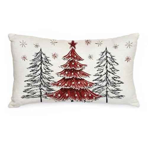 AACORS Christmas Pillow Cover 12X20 Inch,Christmas Trees Snowflakes Decoration Holiday Farmhouse Winter Pillow Case Decor for Home Sofa Couch AA754-12