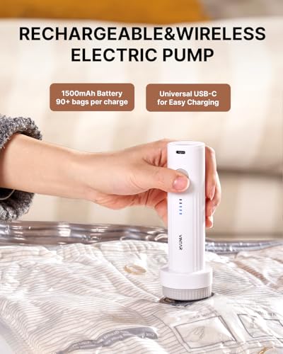 Vacuum Seal Bags Set with Wireless Mini Pump - 16 Pcs Travel Storage + Cordless Pump