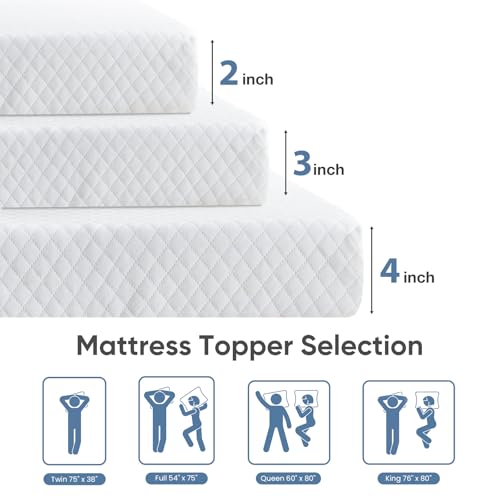 White Queen 4-Inch Cooling Gel Memory Foam Mattress Topper