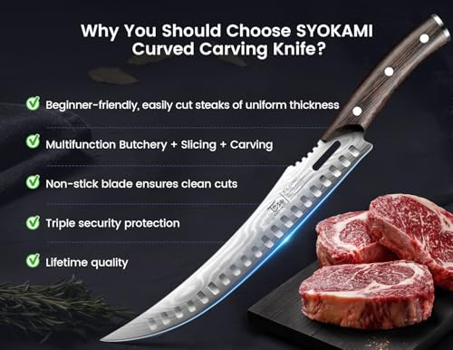 10.5 Inch Carving Knife for Meat Cutting - Butcher & Steak Knife