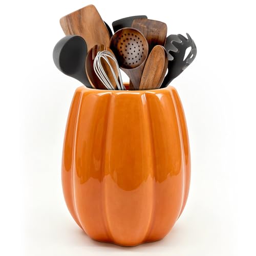 Pinata Fall Pumpkin Ceramic Utensil Holder - Orange Fall Kitchen Decor