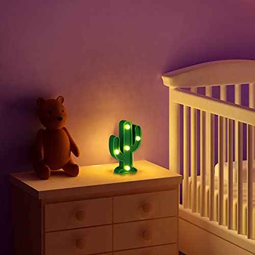 Jutom 4 Pieces LED Cactus Light up Mexican Party Decorations Cactus Fiesta Table Decor Cinco De Mayo Supplies Cute Night Lamp for Table Bedroom Party Supplies(4.72 x 2.76 Inch)