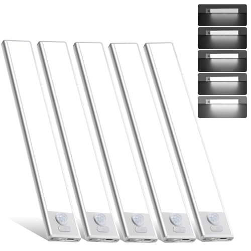8 Inch Dimmable Wireless Motion Sensor Under Cabinet Light - White, 5 Pack