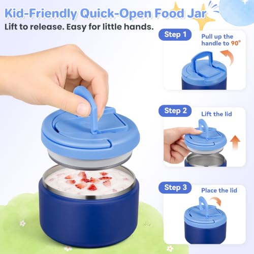 Kids Leakproof Bento Lunch Box with 8oz Insulated Soup Thermo - Blue