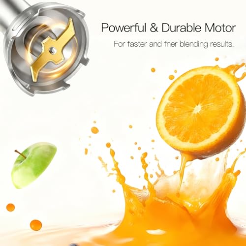 Red 5-in-1 Immersion Hand Blender Set - 400W Variable Speed Kitchen Stick