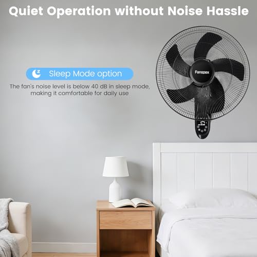 Fanspex 18-Inch Wall Mounted Fan for Home Garage Workshop Greenhouse, 3-Speed Oscillating