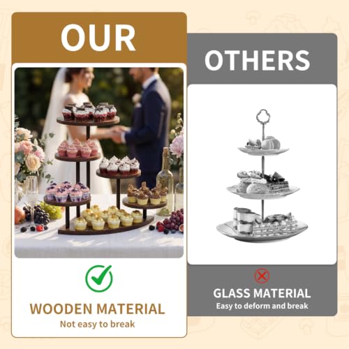 EVAWOO 6-Tier Corner Cake Stand for Cupcakes & Desserts, Rustic Wood & Iron Display