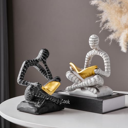 BANOMII Heavy Duty Readers Bookends for Shelves - Modern Black & White Decor