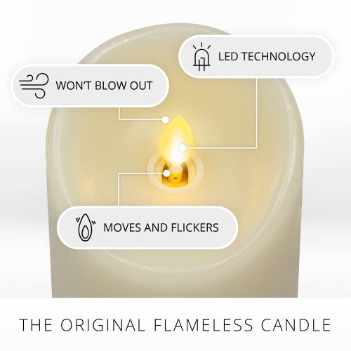 Luminara 4x7 Inch Ivory Flameless LED Candle with Real Wax, Moving Flame, Timer