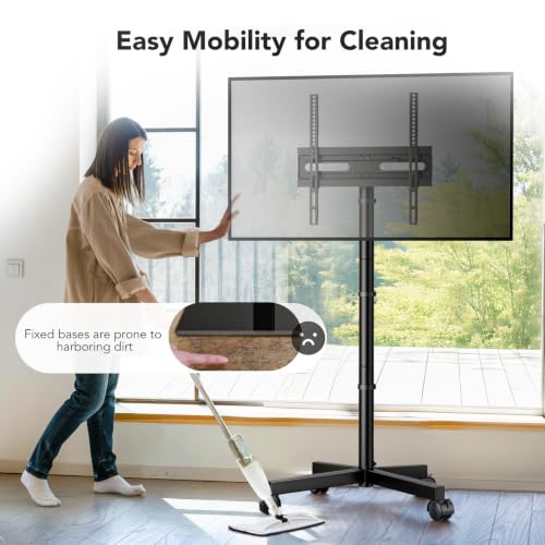 AX WABER Rectangular Mobile TV Stand for 23-60 Inch TVs, Height Adjustable, 88 lbs Capacity
