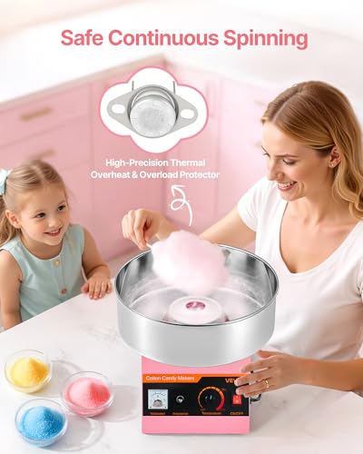 VEVOR Commercial Cotton Candy Machine 1000W Pink Slant Surface Without Cover