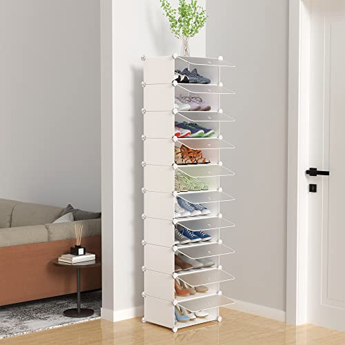 HOMIDEC Transparent 10-Tier Shoe Storage Rack with Dustproof Cover