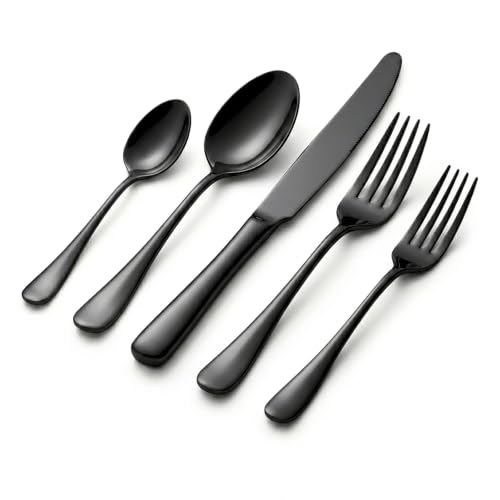 SIAKA 20-Piece Black Stainless Steel Flatware Set for 4 – Service for Four