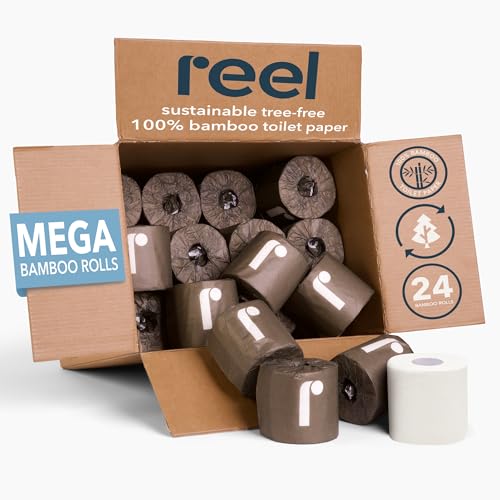 Reel 3-Ply Bamboo Toilet Paper - 24 Rolls, 300 Sheets Each, Eco-Friendly, Septic Safe