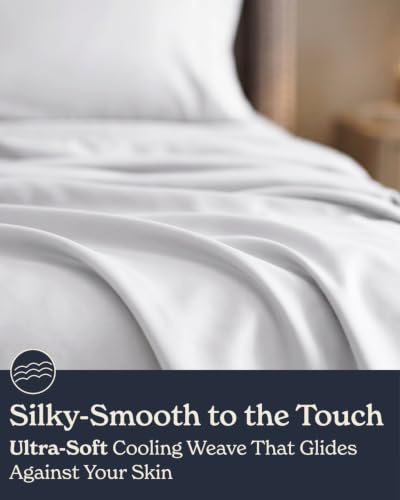 Queen Cooling Sheet Set - Beckham Hotel Collection White 4-Piece, Hypoallergenic & Durable