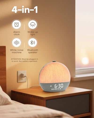 Zelaclock Sunrise Alarm Clock with White Noise & RGB Night Light