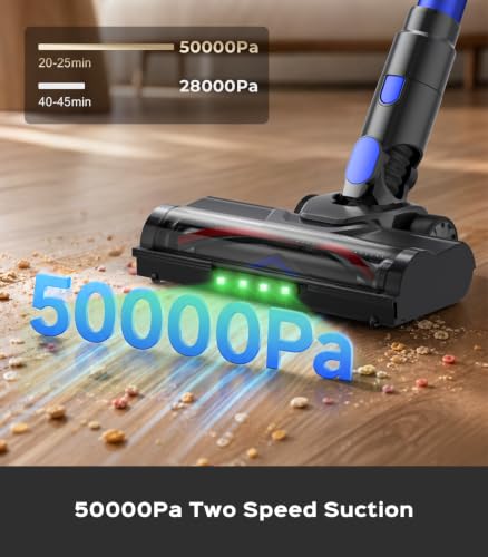 UKDMROX Cordless Vacuum Cleaner 550W 50KPa, Up to 45 Min, Self-Standing Stick