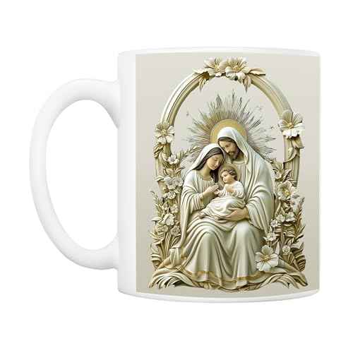 5Aup Nativity Scene Mary Joseph Jesus Coffee Mug, Christmas Nativity, Jesus, Scripture, Christian, Religious Mugs, White 11 Oz