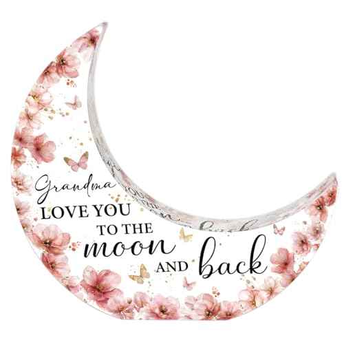 Mother's Day Gifts Grandma Birthday Gifts Grandmother Gift From Grandchildren,Acrylic Moon Decoration Sign Grandmother Gift for Christmas Birthday Thanksgiving-Grandma Love You To The Moon And Back