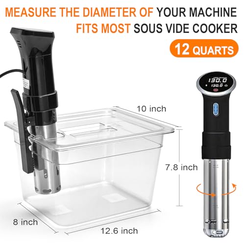 Homenote 12 Quart Sous Vide Container with Lid, Rack, Sleeve & Cookbook - Variation Included