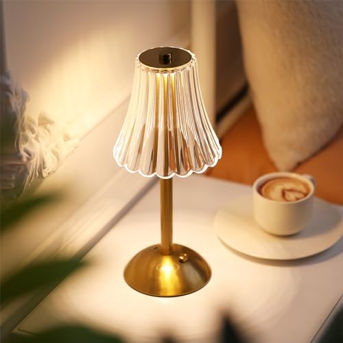 Liliful Cordless LED Touch Table Lamp - Gold and Rose Style, 4 Pack