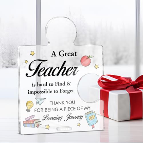 QODMGD Teacher-B Acrylic Puzzle Piece Plaque Gift for Teacher Appreciation - Office Decor