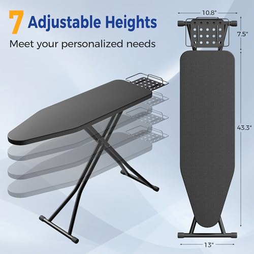 BEWISHOME Full Size Ironing Board 43x13 with Heat-Resistant Cover & Iron Rest