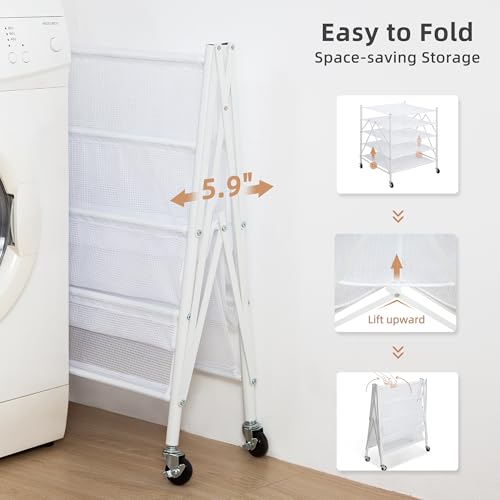 Storage Maniac 5-Tier Mesh Foldable Sweater Drying Rack - Portable Indoor Outdoor Laundry Organizer