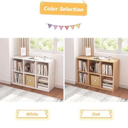 NELYE 6 Cube Storage Bookcase - White Open Shelf Organizer, Versatile Cube Shelf