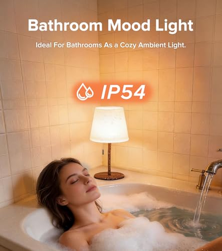 Wood Grain Rechargeable Cordless Shower Lamp 5400mAh Waterproof Bathroom Light