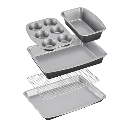 5-Piece Stackable Ceramic Nonstick Bakeware Set - Oven Safe Kitchen Baking