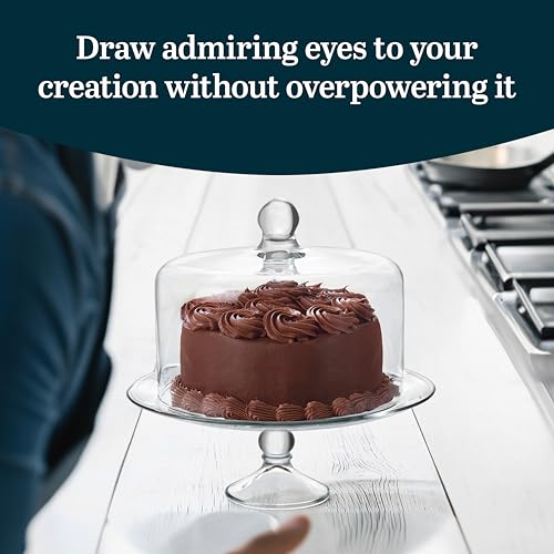Libbey Selene Glass Cake Stand with Dome Lid - Footed Dessert Display