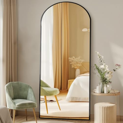 DUMOS Black 65x24 Inch Arched Full Length Floor Mirror with Stand