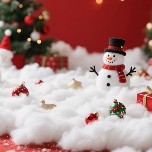 Christmas Fake Snow Decoration,7 Oz(1 Bag) White Artificial Snow Cotton Fluffy Fake Snow for Mantle Village,Nativity Set,Faux Snow Christmas Tree Decor,Winter Indoor Home Decoration