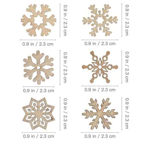 Happyyami Snowflake Ornaments 50pcs Wooden Snowflake Ornament Unfinished Wood Snowflake DIY Christmas Tree Snowflake Cutout Decoration Xmas Snowflake Embellishment for DIY Craft Snowflake