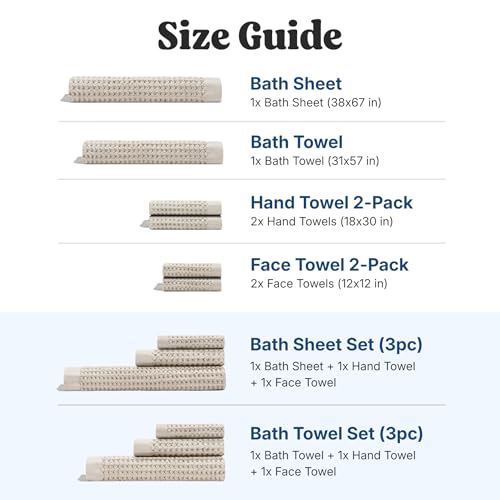 ONSEN Supima Waffle Bath Towel Set - Oatmeal, 3-Piece